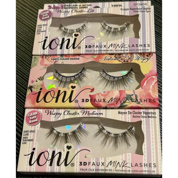 ~NIB~Ioni Natural Lite & Medium Wispy Lightweight 3D Faux Mink Lashes👁️Lot Of 3 - Picture 1 of 9